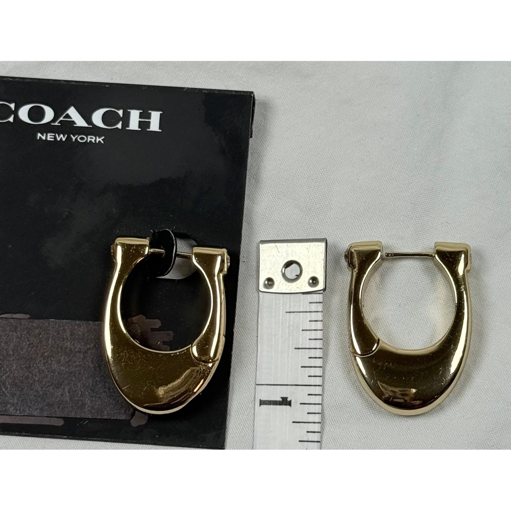 NWT Coach Gold Tone Oval Hoop Earrings Quiet Luxury Jewelry 408077GLD230 - Picture 4 of 5